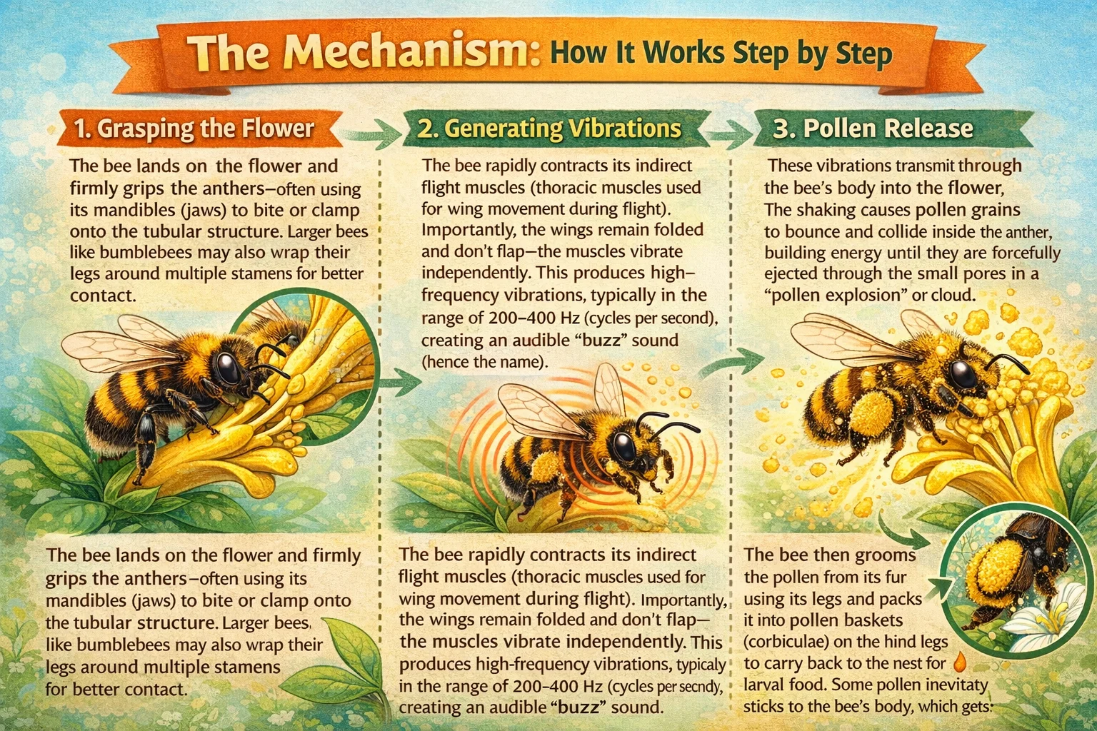 pollen release with bee vibration