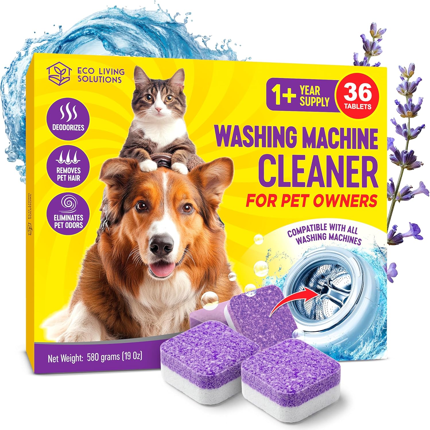 Pet odor eliminator washing machine cleaner